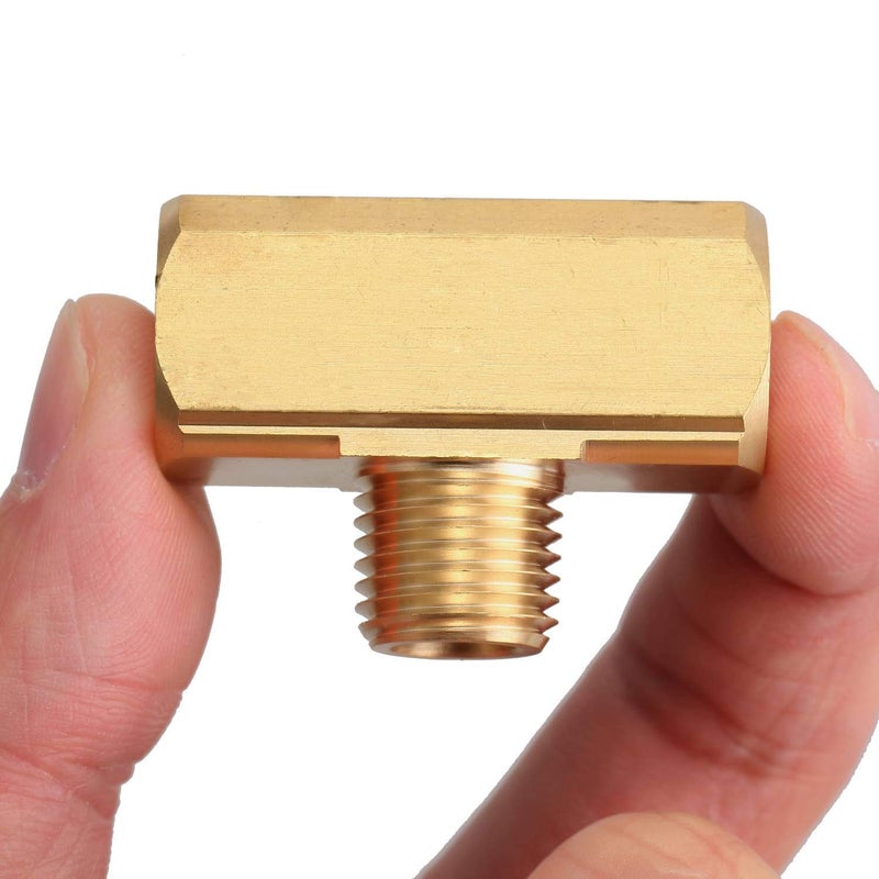 Litorange 2 PCS Metals Brass Pipe Fitting Barstock Male Branch Tee T Adapter 3/8" NPT Female x 3/8" NPT Female x 3/8" NPT Male (Pack of 2) - Image 1